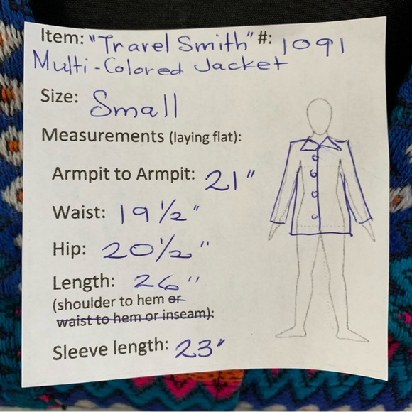 “TravelSmith” Multi-Colored Woven Patchwork Jacket size S - Picture 10 of 11